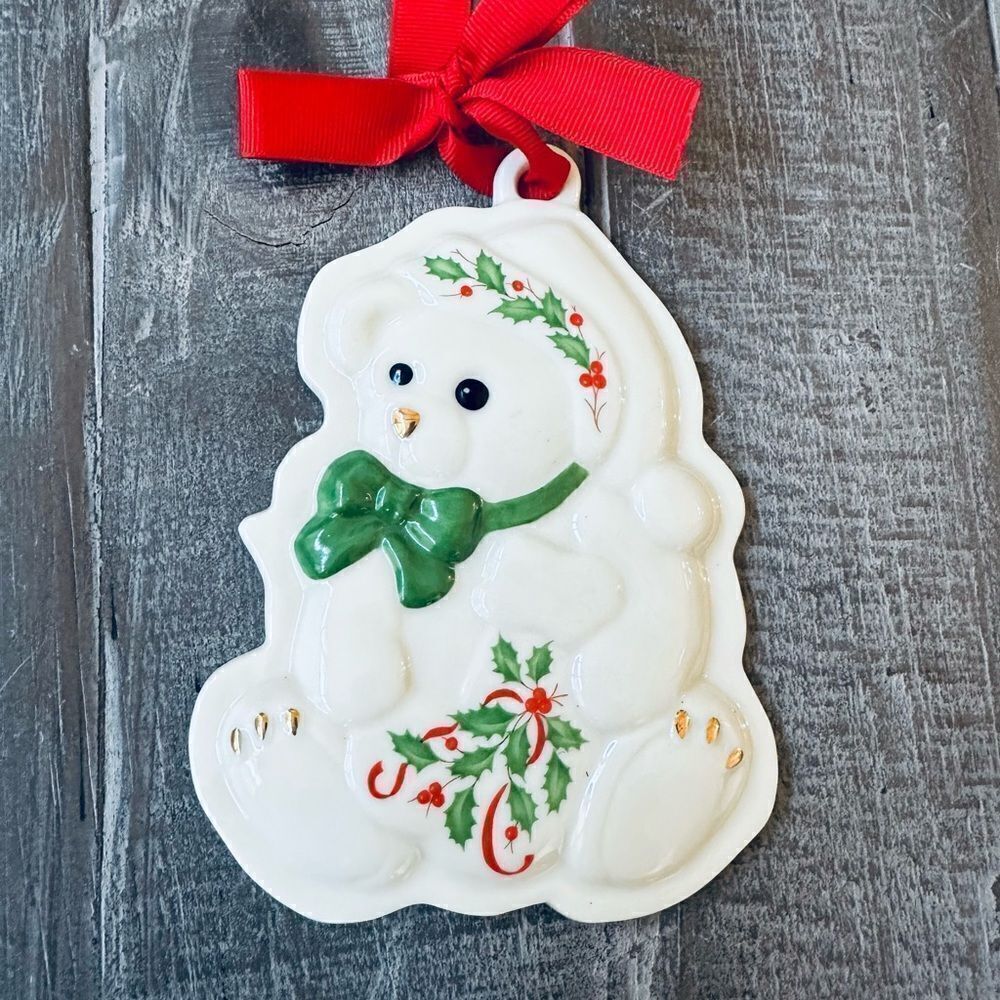 Lenox Christmas Holiday Teddy Bear Cookie Press Ornament